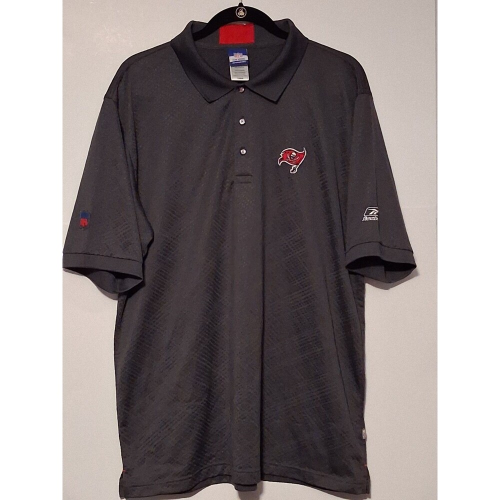 Reebok Mens Tampa Bay Buccaneers Polo Shirt Gray Short Sleeve NFL Team Apparel L